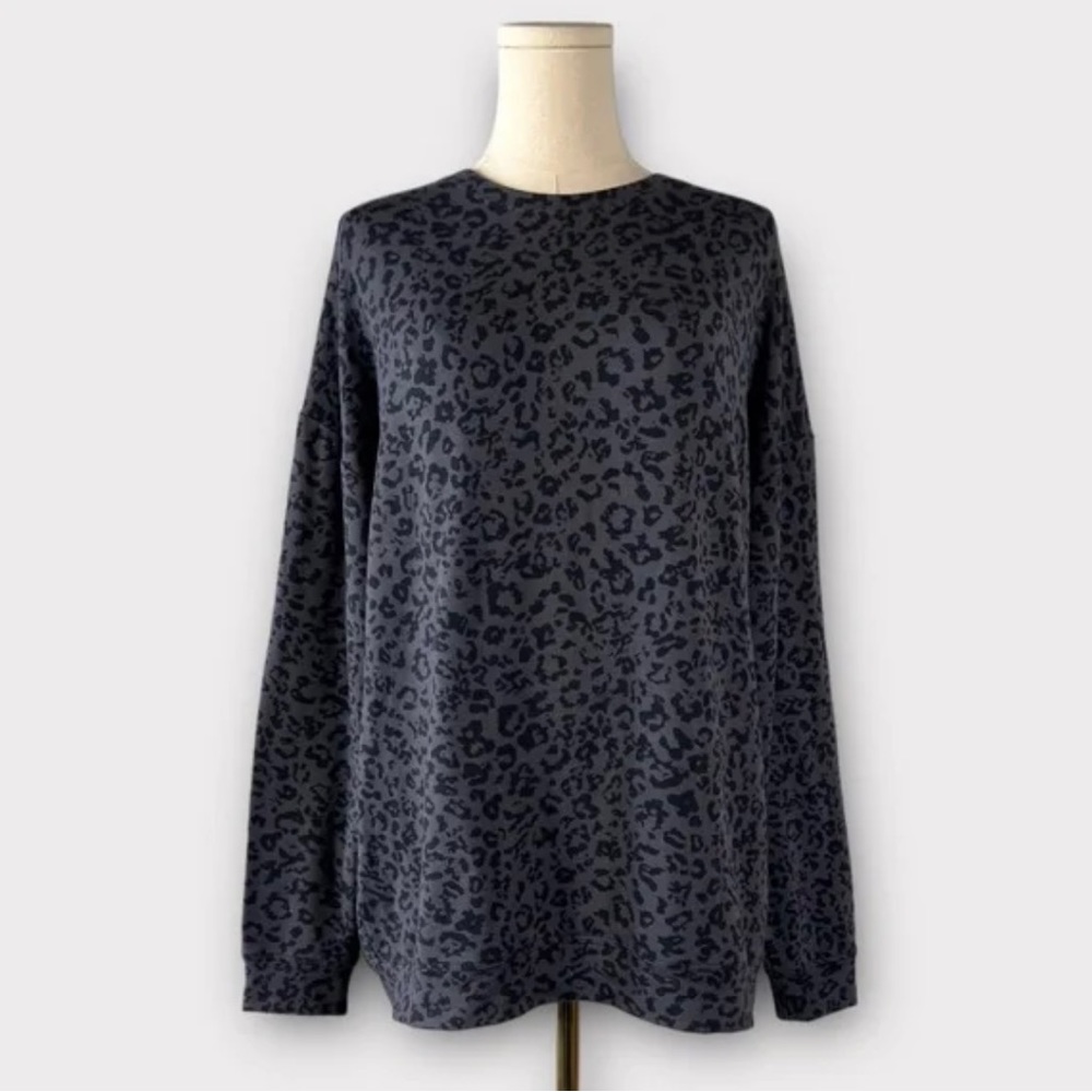 ATHLETA PURE LUXE SWEATSHIRT, NWT, LEOPARD PRINT